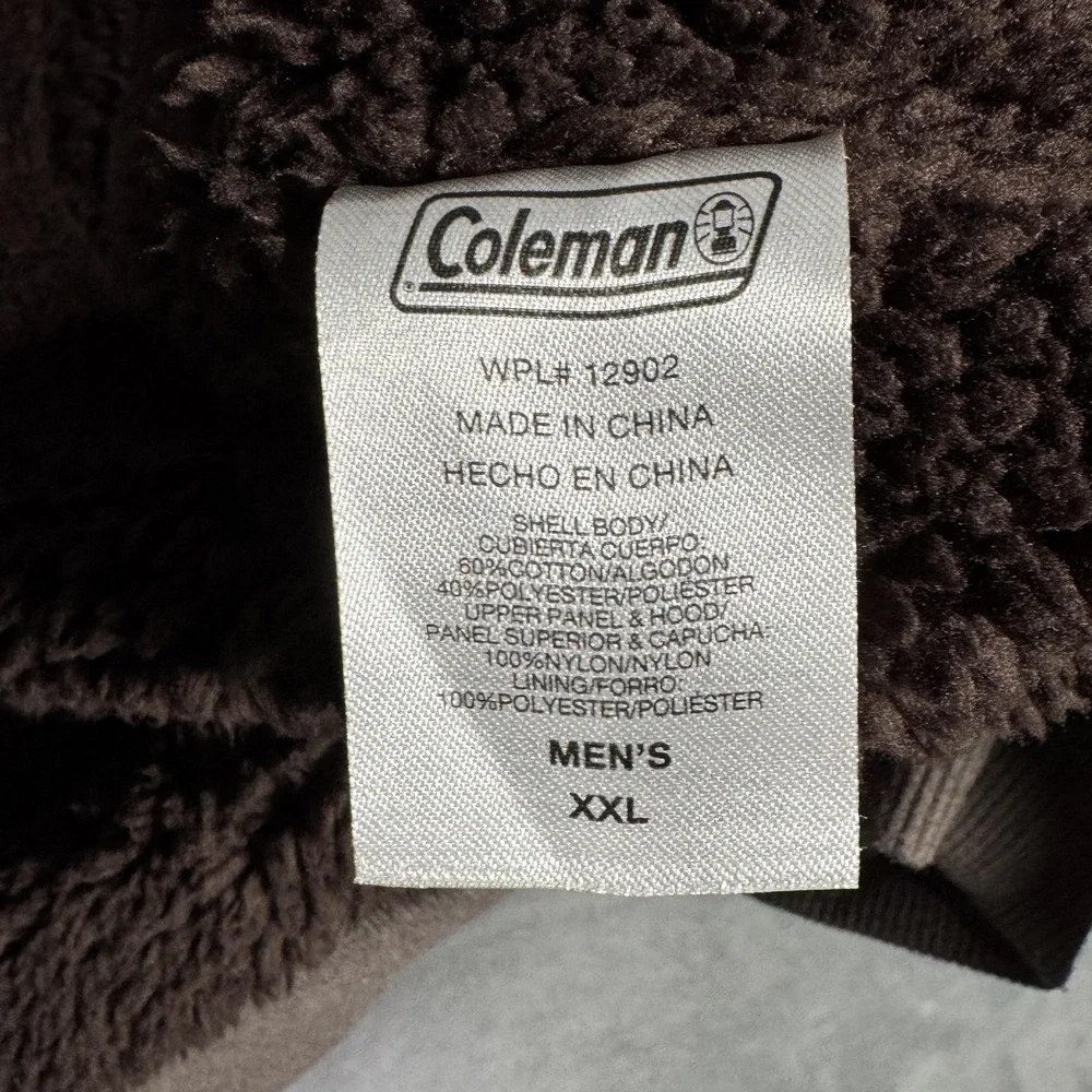 Coleman Jacket Mens‎ 2XL Brown Sherpa Lined Hooded Full Zip Outdoor